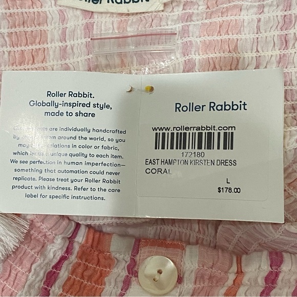 Roller Rabbit East Hampton Kirsten Midi Dress Striped Coral Pink - Picture 11 of 11